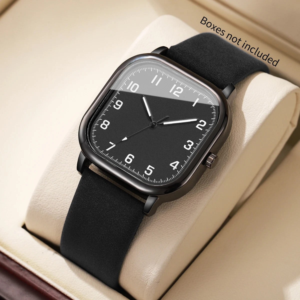 Fashion Square Arabic Men Business Watches Simple Leather Band Quartz Wristwatches Relogio Masculino（Without Box）