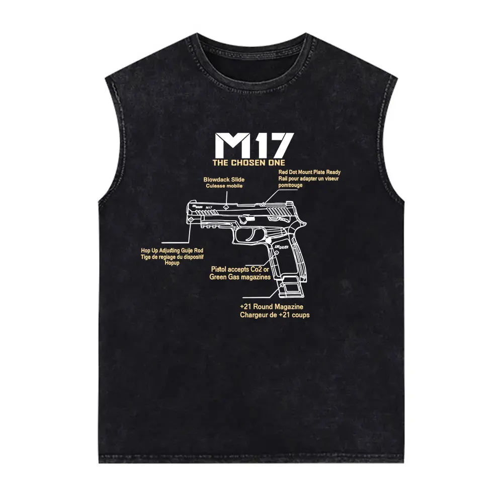 

Tactical Army Fan Club Outdoor Training Competition Sigsauer M17 Graphic Washed Tank Tops Men Women Oversized Sleeveless Vest