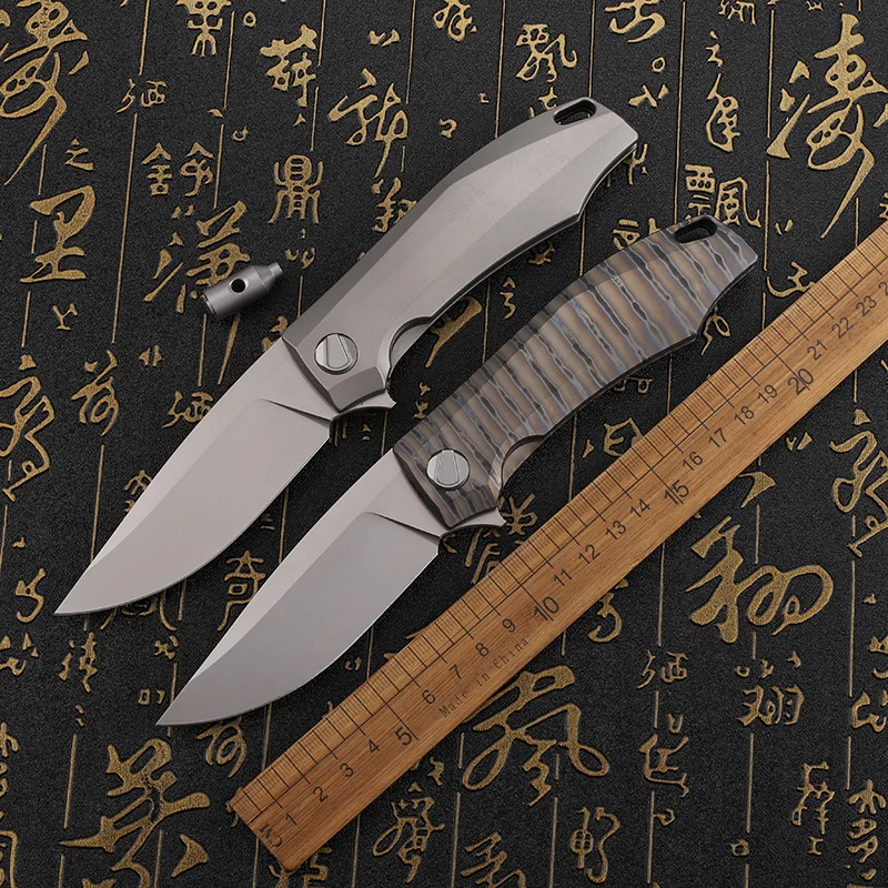 

M390 steel blade, titanium alloy handle, folding knife, outdoor self-defense, camping, hiking, survival, portable tool knife