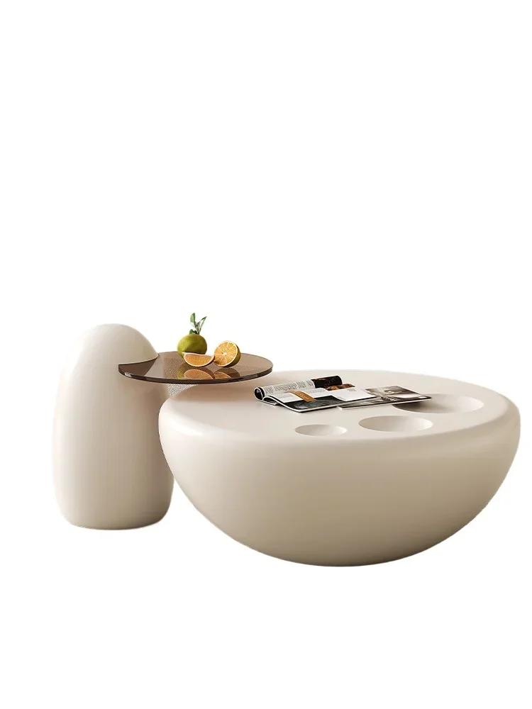 

New cat claw shape coffee table TV cabinet combination can be stored, cream style, high-end sense of light luxury