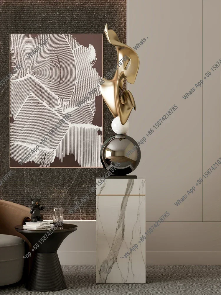 40X B Modern Light Luxury HomeDecor Electroplated Geometric Statue Large Size Resin Crafts Living Room Entrance Decoration Acces