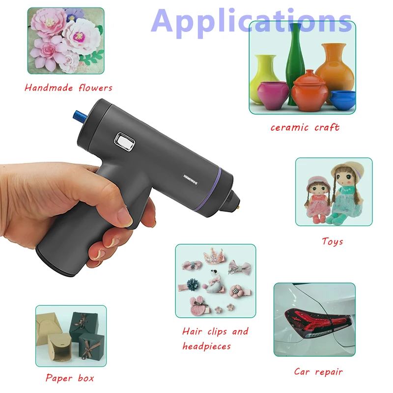 DONUMEH Electric Hot Melt Glue Gun 3.6V Lithium Battery Cordless Glue with Glue Stick 150mm Home DIY Household Tools Repair Tool