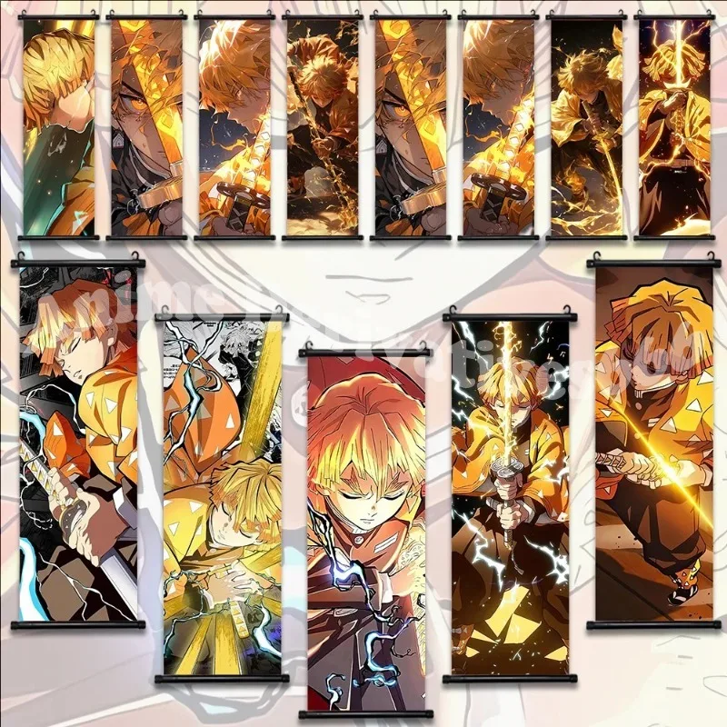 Demon Slayer Zenitsu Agatsuma Wallpaper Comic Wall Artwork Canvas Painting Print Anime Poster Hanging Scroll Home Decoration Art