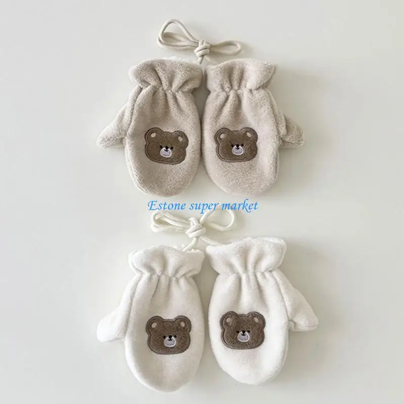 

090B Reusable Neck Strap Children's Gloves For Outdoor Ages 1-12T Breathable Fabric