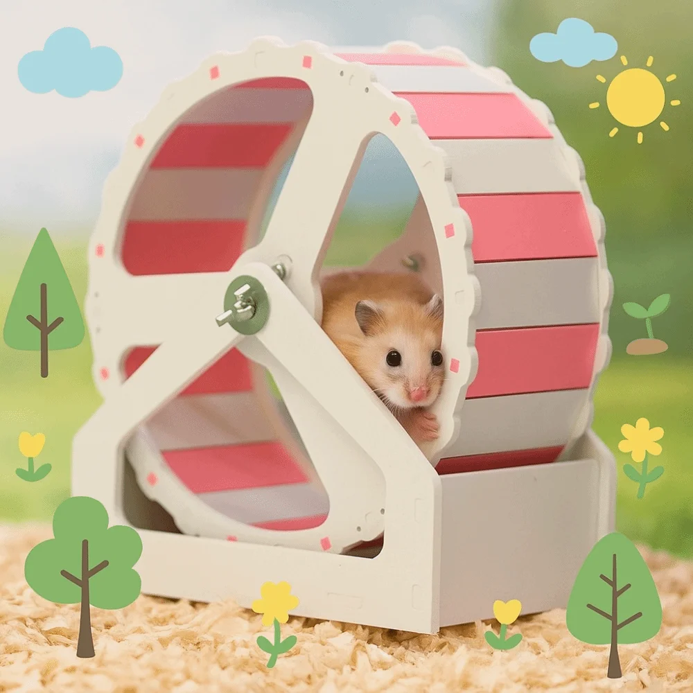 لعبة حيوانات بلاستيكية الهامستر عجلة الجري قاعدة ثابتة ملونة الحيوانات الأليفة الهامستر قوس 21 سنتيمتر عجلة ممارسة صامتة للحيوانات الصغيرة #5