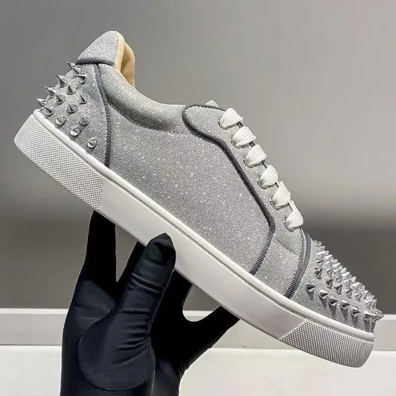 

Patchwork Crystal Round Head Flats Unisex Women Casual Shoes Fall Rivet Lace-up Sneakers Fashion Dress Shoes