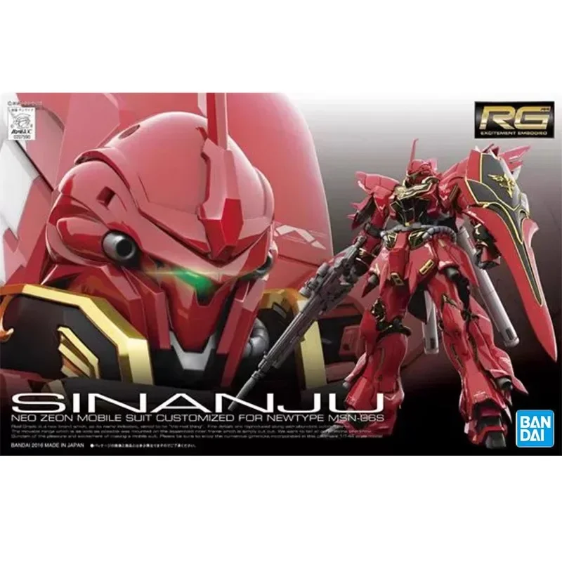 Bandai Genuine Original SINANJU MSN-06S RG 1/144  Action Figure Toys For Boys Girls Kids Christmas Gift Collectible Model