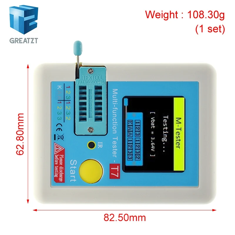 LCR-T7 Transistor Tester Multimeter Colorful Display TFT For Diode Triode MOS/PNP/NPN Capacitor Resistor Transistor