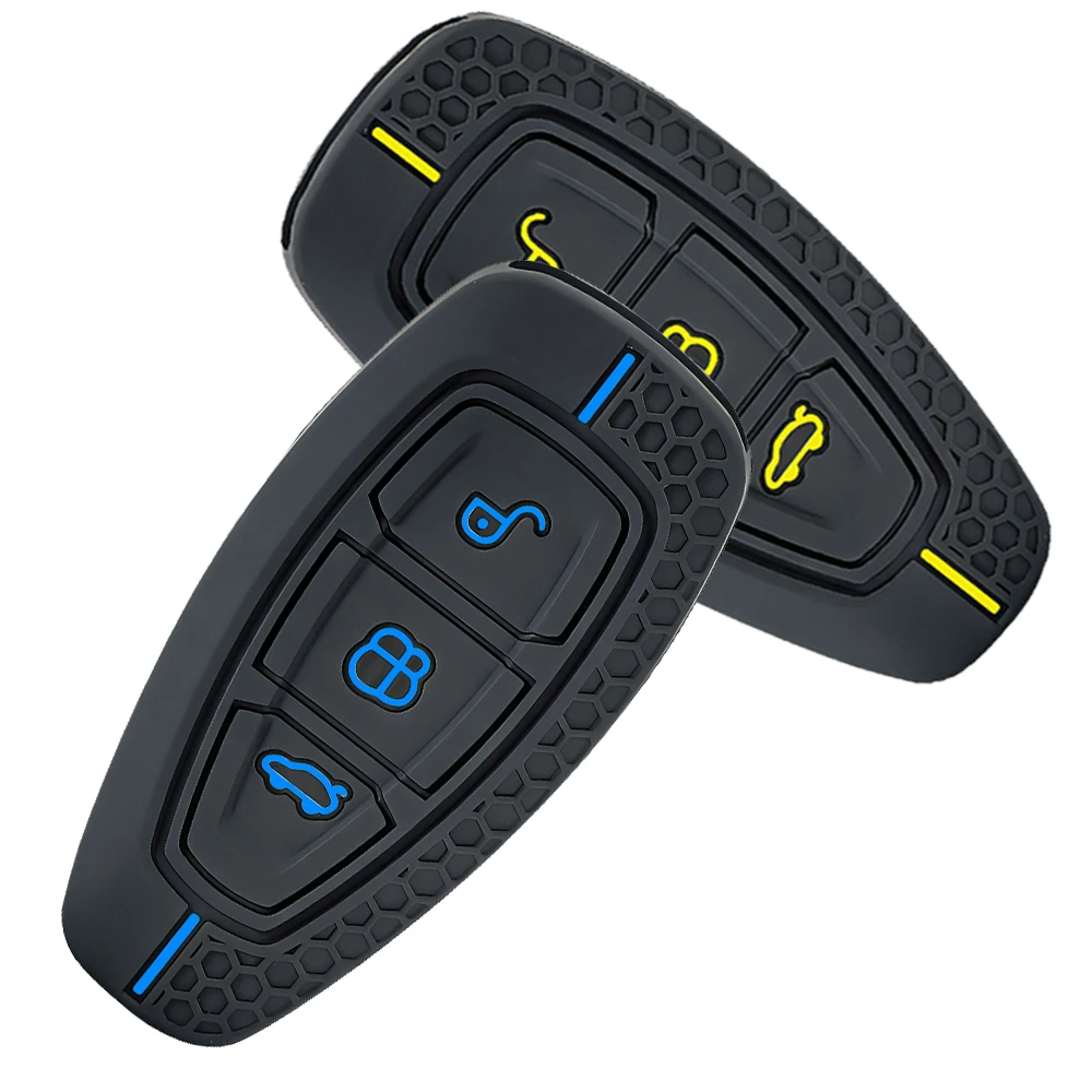 Funda de silicona para llave de coche de 3 botones para Ford C-Max Mondeo Kuga Fiesta Titanium Ford Focus 3 4 ST MK3 MK4