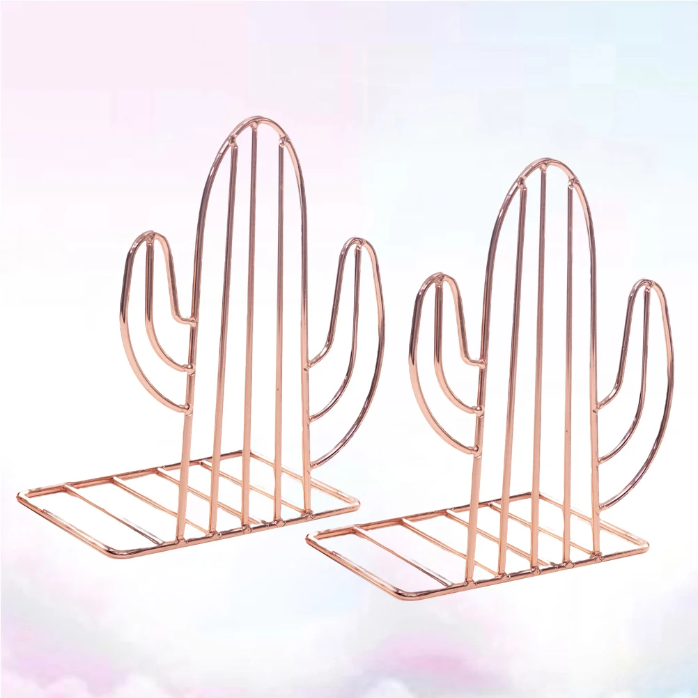 

1Pair Metal Book Stand Stylish Creative Book Holder Nonskid Bookends Shelves for Desk Organization Home Library Decor Rose Gold