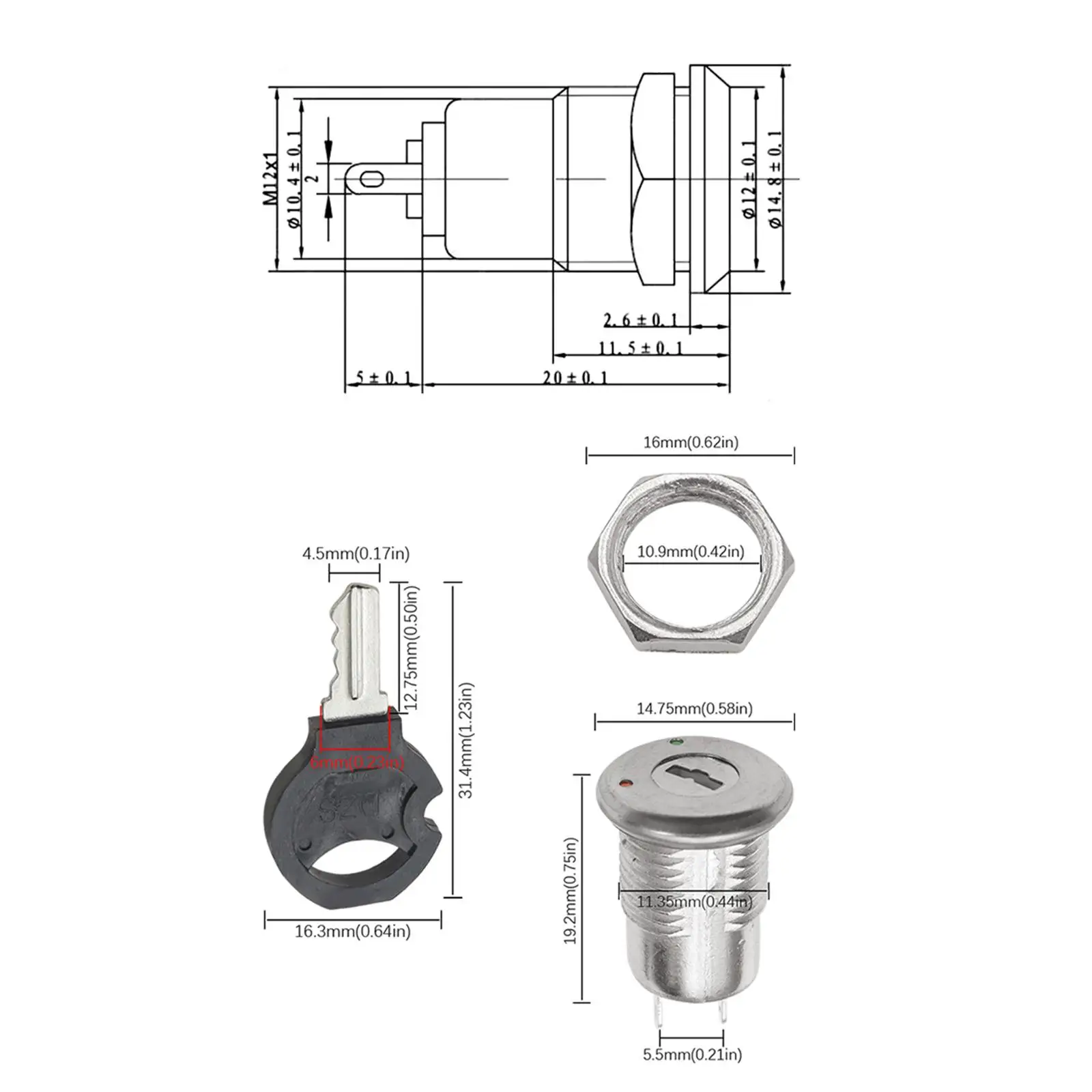 Electronic Key Switch Metal Push Button Security Keylock Switch for Cabinet Access Control Panel