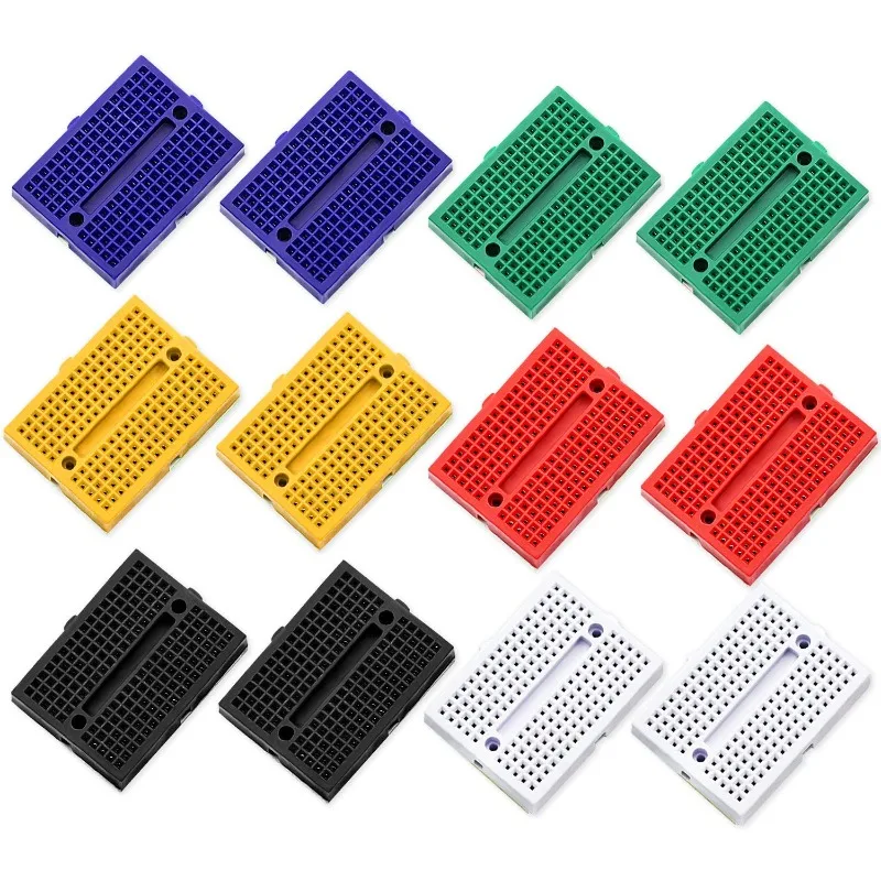 6/12PCS SYB-170 Universal Solderless Prototype Breadboard 170 Tie-points Mini Breadboard Kit White Black Red Yellow Blue Green