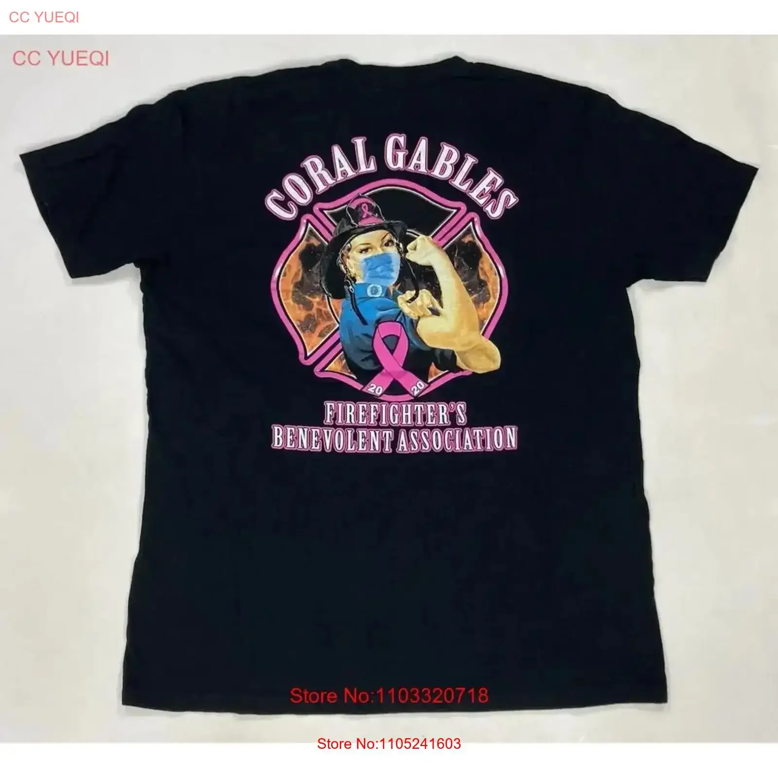 Coral Gables Fire Department FireFighters T shirt Men XL Fight Cancer vintage Washed Versatile Stylish streetwear Soft vintage