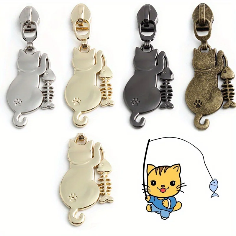 10PCS pet cat metal replacement detachable zipper puller, suitable for coats, jackets, handbags, DIY sewing and tailoring crafts