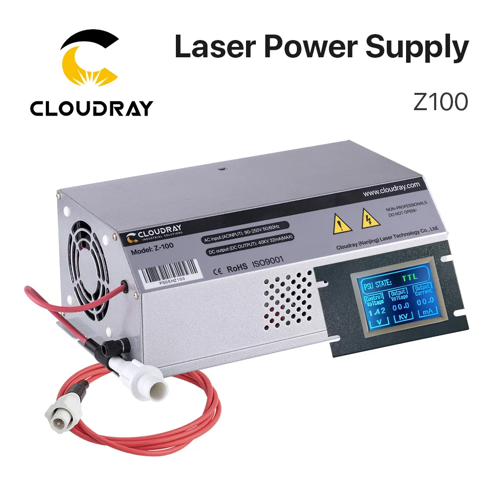 Cloudray 100-120W CO2 Laser Power Supply Monitor AC90-250V  EFR Tube for CO2 Laser Engraving Cutting Machine Z100 Z Series