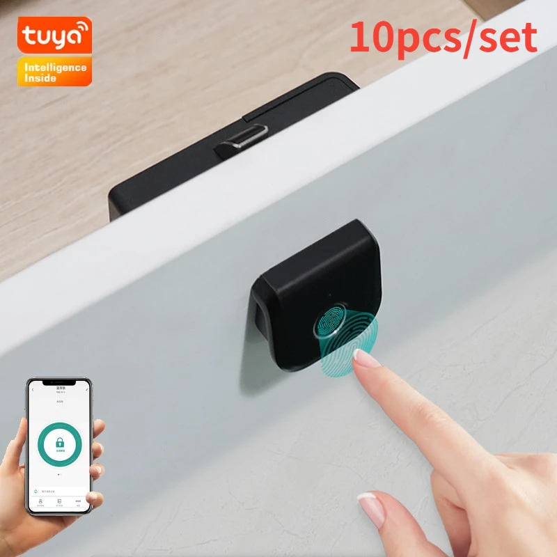 

10pcs/set Smart Furniture Cabinet Lock Tuya Smart Lock Biometric Fingerprint Lock Drawer Cabinet Locks fechadura eletronica