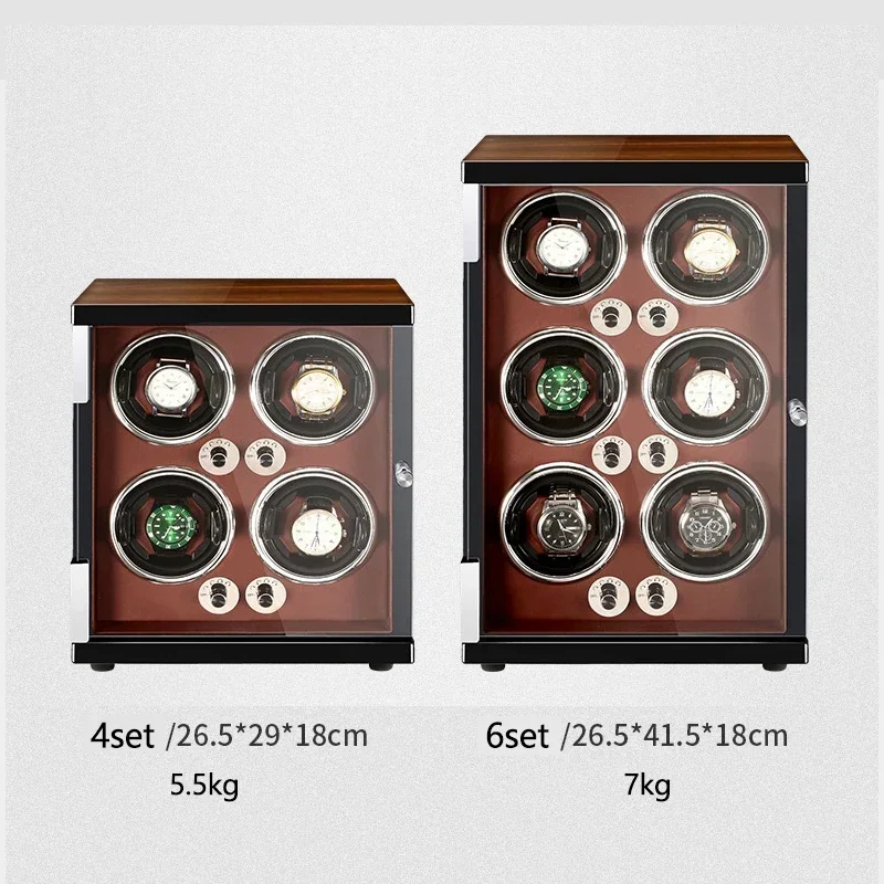 Watch Winders for Automatic Watches Noble High-grade Baking Paint Watchwinder Case Watches Organizer 6 Mute Anti Magnetism Brown