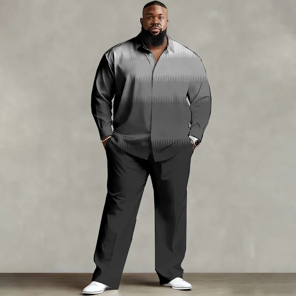 

S-9xl plus size Men's Shirt Set: Plaid-Modern Style - Soft Cotton Blend, Sleek Asymmetric Check Prints, Wrinkle-Resistant,