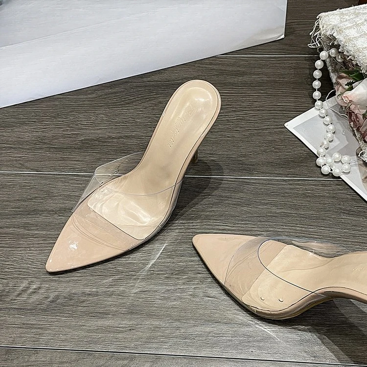 New Summer Transparent PVC Pointy Stiletto Heels for Women Indoor Sapatilas Mujer Simple Party Single Shoes Zapatos De Mujer