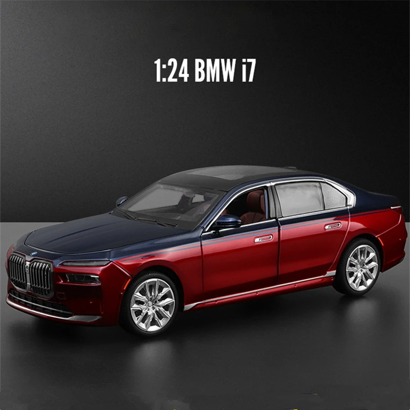 

Модель автомобиля в масштабе 1:24 BMW 7 Series i7 G70, литая металлическая игрушка лимузин, чистые электрические автомобили, модель автомобиля со звуком, детский подарок