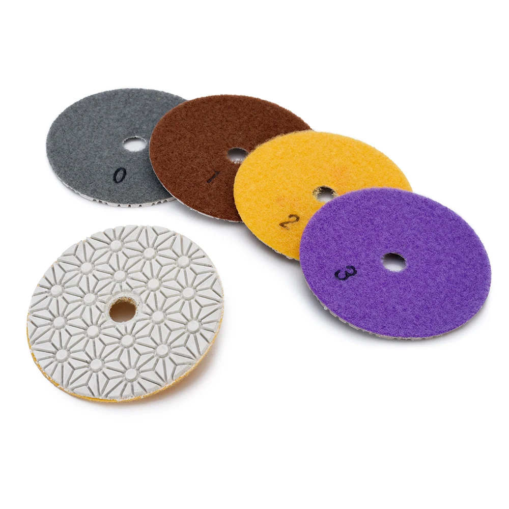 Casaverde Super Flexible 3Step 4 Inch Diamond Polishing Pads Wet Granite Polishing Pads for Granite Marble Quartz Polishing