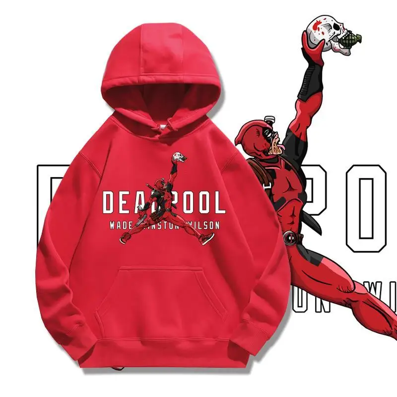 Marvel Deadpool Printed Hoodie for Men Women Cotton Cartoon Deadpool Pullover Oversized Y2k Streetwear Sweatshirts Fashion Tops