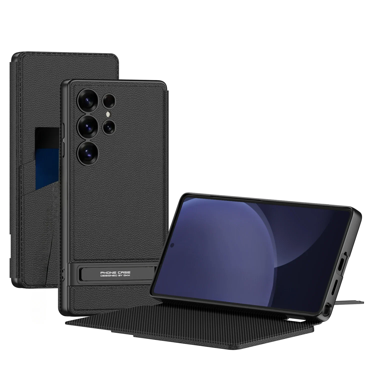 Portfel z podpórką i miejscem na kartę Galwanizowane etui na telefon ze skóry PU z pełnym pokryciem do Samsung Galaxy S25 Ultra Flip Cover