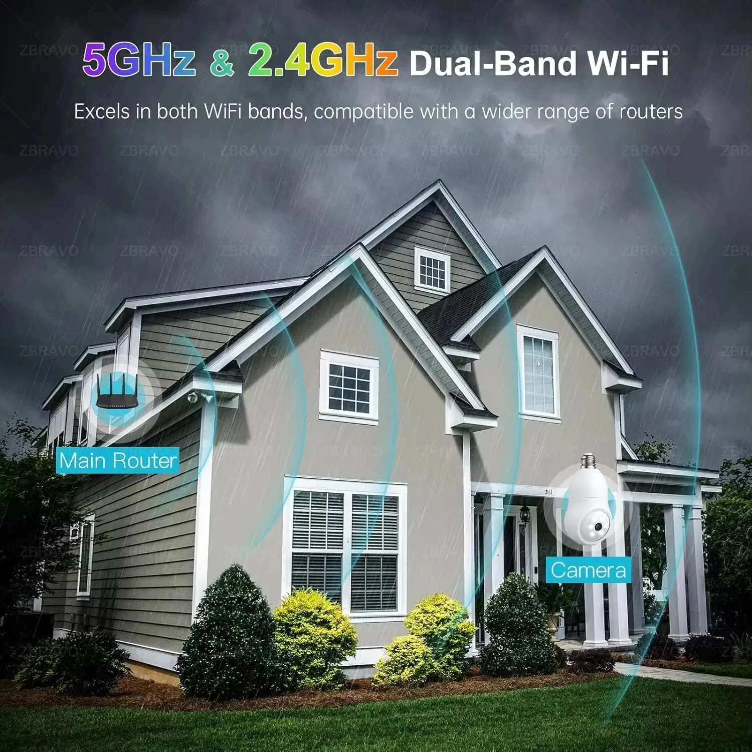 Tuya Smart Life 5MP 5G Bulb E27 WiFi Camera Color Night Vision Indoor Wireless Security Camera Auto Tracking Surveillance Camera