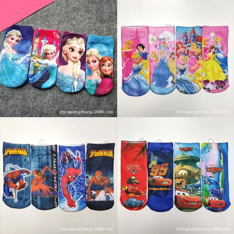 Disney Frozen Sock Princess Anna Elsa Cartoon Cars Pattern Cotton Socks for Baby Girls Boys Cute Knitted Breathable Warm Sock