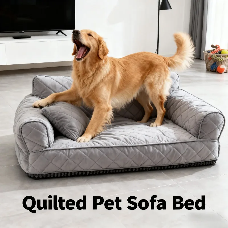 

Теплая плюшевая лежанка-диван для домашних животных, съемная и моющаяся, для больших собак и кошек, с зимним теплым покрытием, для комфорта в помещении