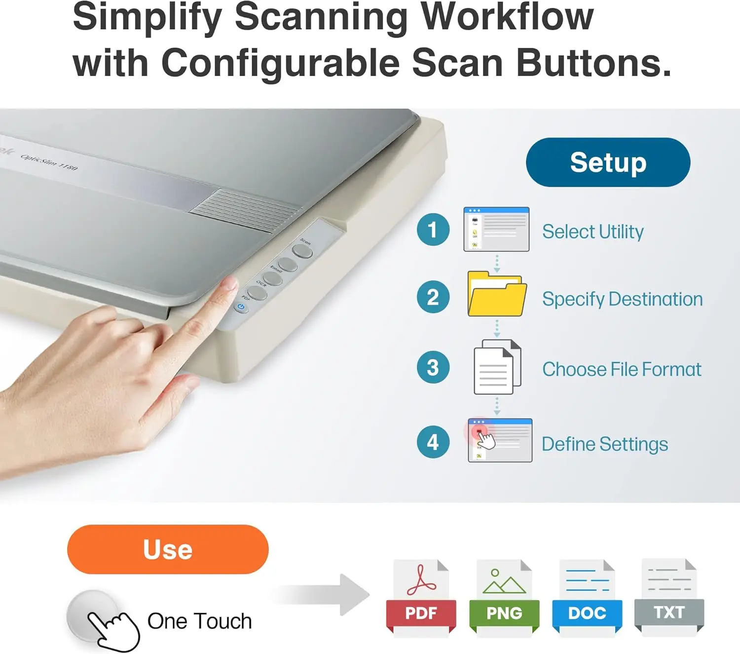 Large Format Flatbed Scanner OS 1180 - A3 / Tabloid/Legal Size scan, Up to 1200 DPI scan Resolution for Blueprints and D