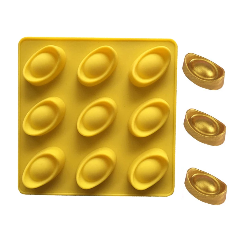 Golden Ingot Silicone Mold For Soap DIY Fondant Pudding Jelly Chocolate Ice Cube Tray Cake Decoration Tools Kitchen Accessories