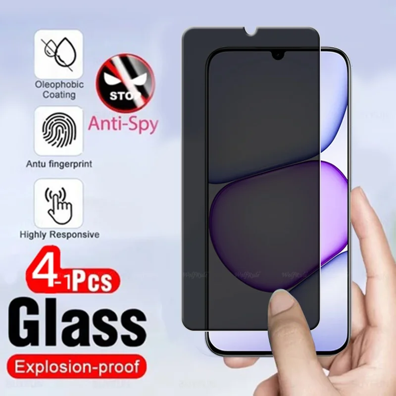 

4/3/2/1 шт. для Realme C83, стекло OPPO Realme C83, закаленное стекло 9H, защитная пленка для конфиденциальности, антишпионская защита экрана Realme C83