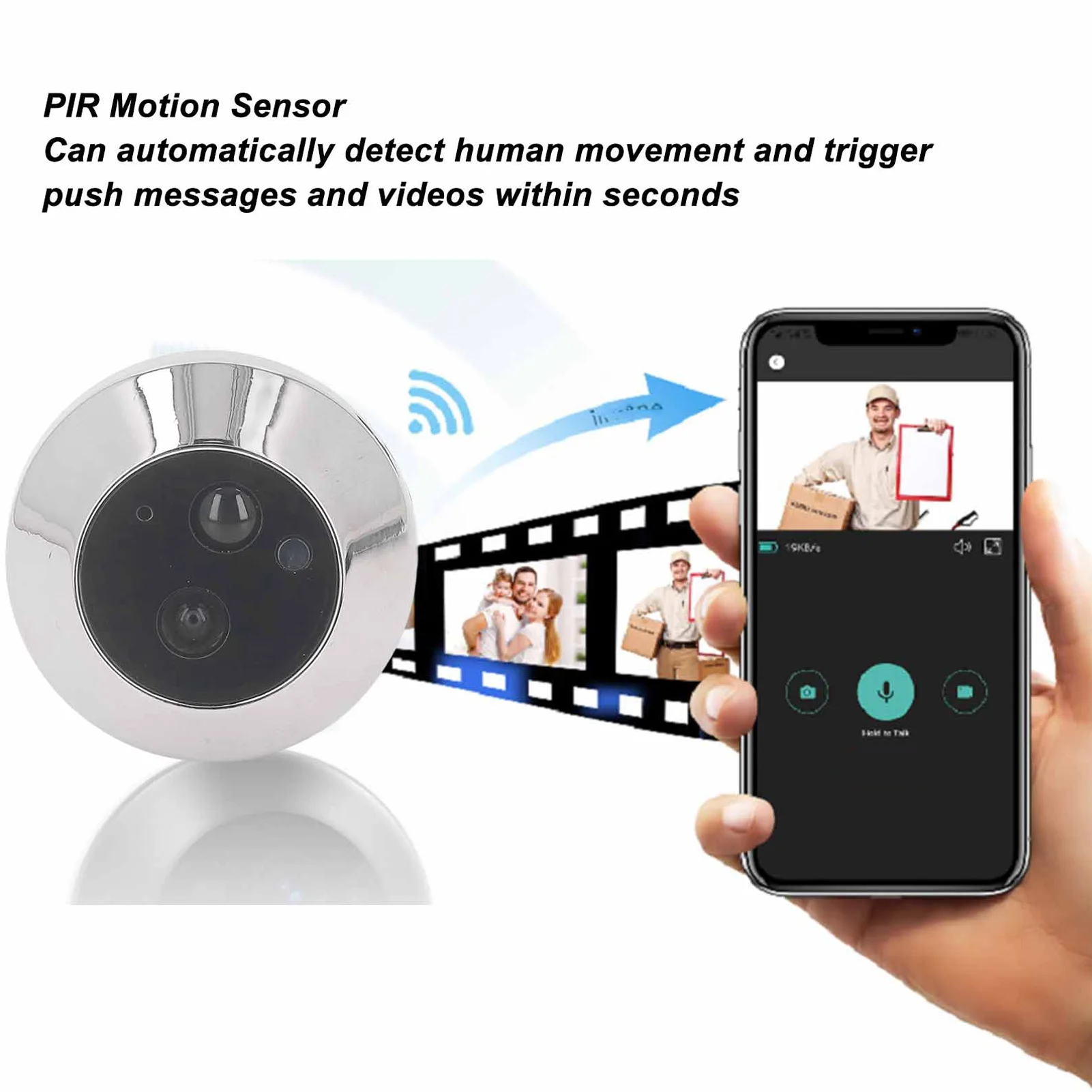 Campanello per telecamera spioncino Conversazione bidirezionale Sensibilità automatica Spioncino Videocitofono Rilevazione movimento PIR per la casa