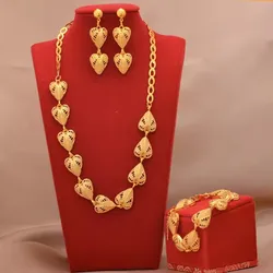 France Flower Gold Color Jewelry set For Women Dubai Gold Color Indian Moroccan Wedding Jewelry Arabic African set