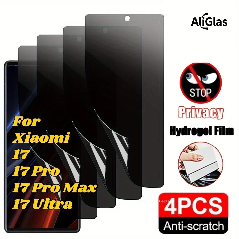 

4 Packs Screen Protector For Xiaomi 17 Series Anti Peeping Screen Protector For Xiaomi 17 Pro Max 17 Ultra Privacy Hydrogel Film