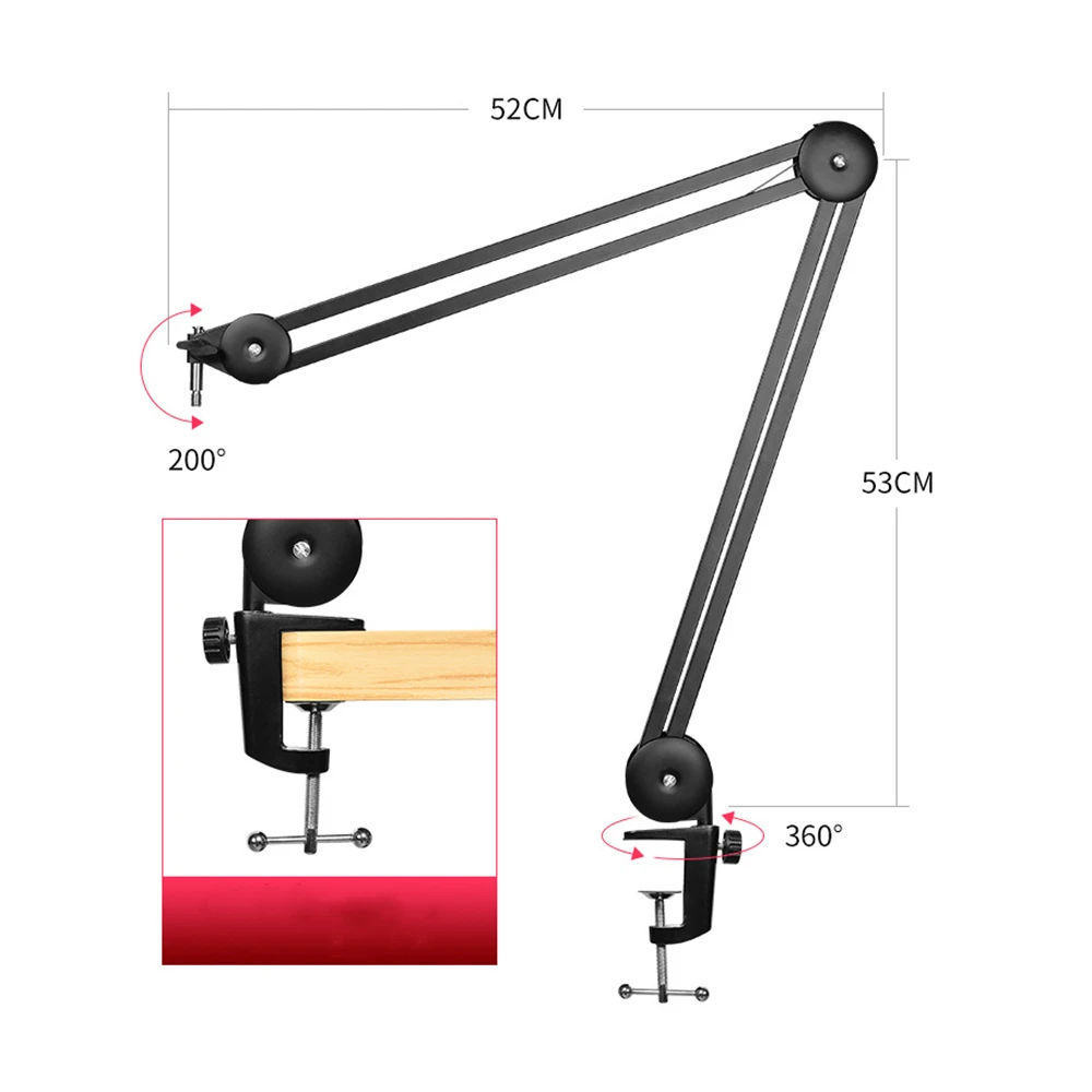 

Microphone Boom Arm Stand Heavy Duty Cantilever Bracket Tripod Adjustable Suspension Scissor Spring Built-in Mic Stand