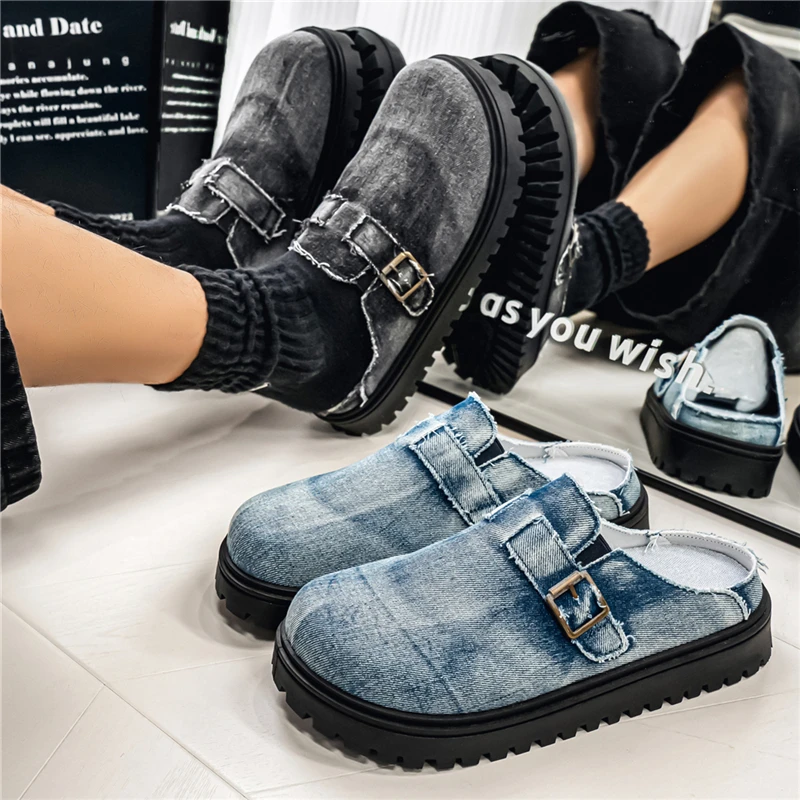 

Spring 2026 New Casual Vintage Birkenshoes Thick Heel Open Toe Slippers Women Outdoor Half Covered Cool Rubber Summer Shoes