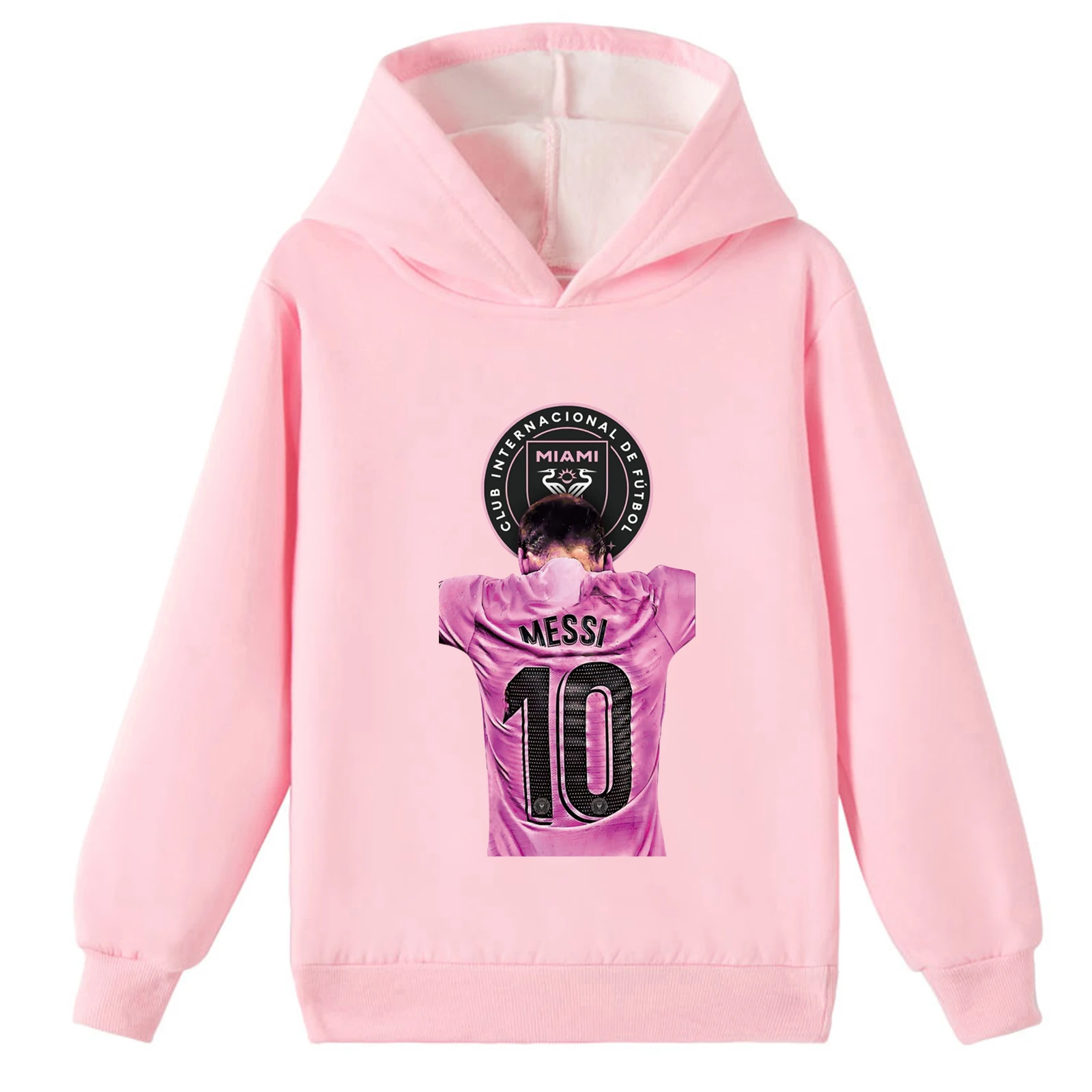 Little Kid geborsteld sweatshirt warme tops, M_Messi winterhoodies met lange mouwen voor 2-14 jaar