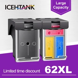 ICEHTANK-Cartucho de tinta recarregável, compatível com HP 62, Envy 5640, 5660, 7640, 5540, 5544, 5545, 5546, 5548, Officejet 5740, 62XL