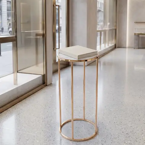 Cylinder Pedestal Stand Gold 24x10in Round Metal Display Pillar Acrylic Top Flower Vase Wedding Birthday Party Decoration