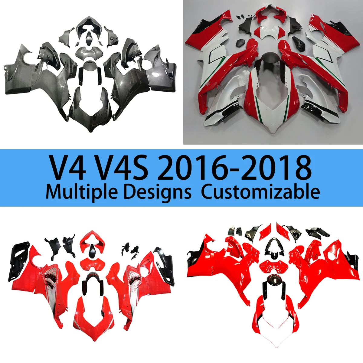 

Carbon Fibre ABS Plastic Fairing Kit for DUCATI V4 2016 2017 2018 Motorcycle Customized Injection Prime Fairings V4S 16 17 18