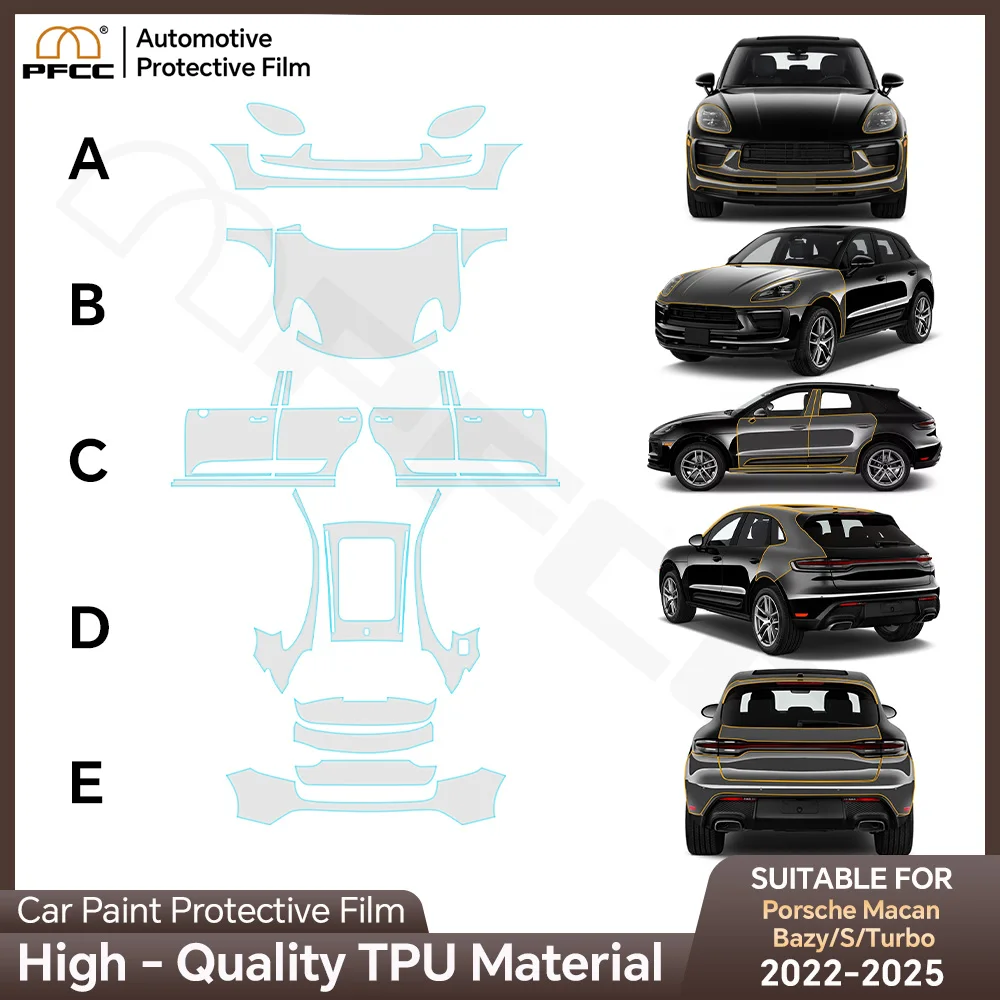 

For Porsche Macan Base S Turbo 2022-2025 TPU Paint Protection Film Anti-Scratch Pre-cut PPF Car Body Clear Bra Resistant Cover