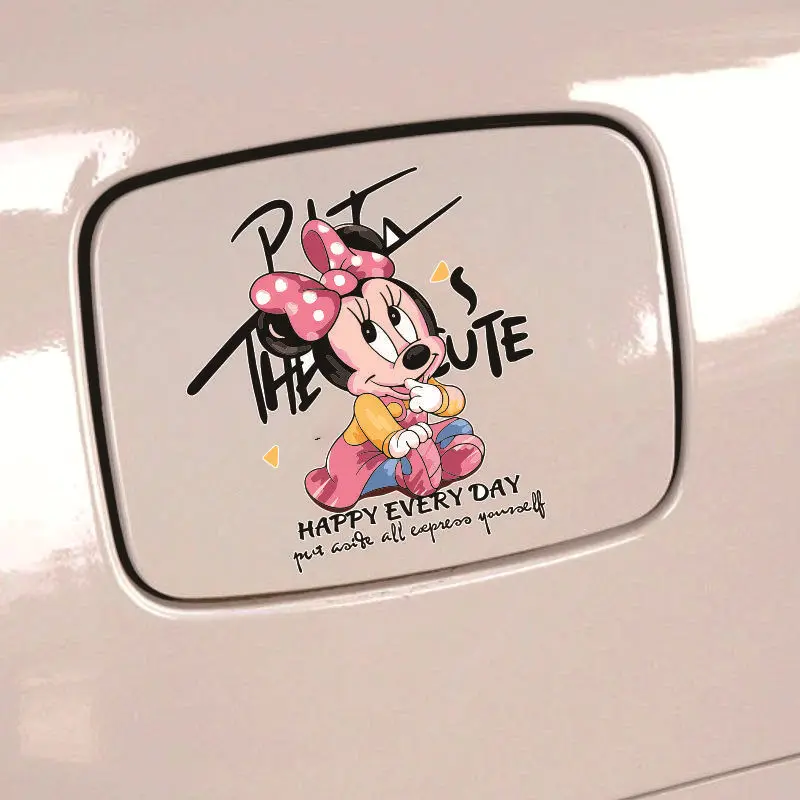 

Disney Minnie Car Cartoon Stickers Cute Scratch Cover Fuel Tank Car Decoration Stickers Body Decoration Accessories