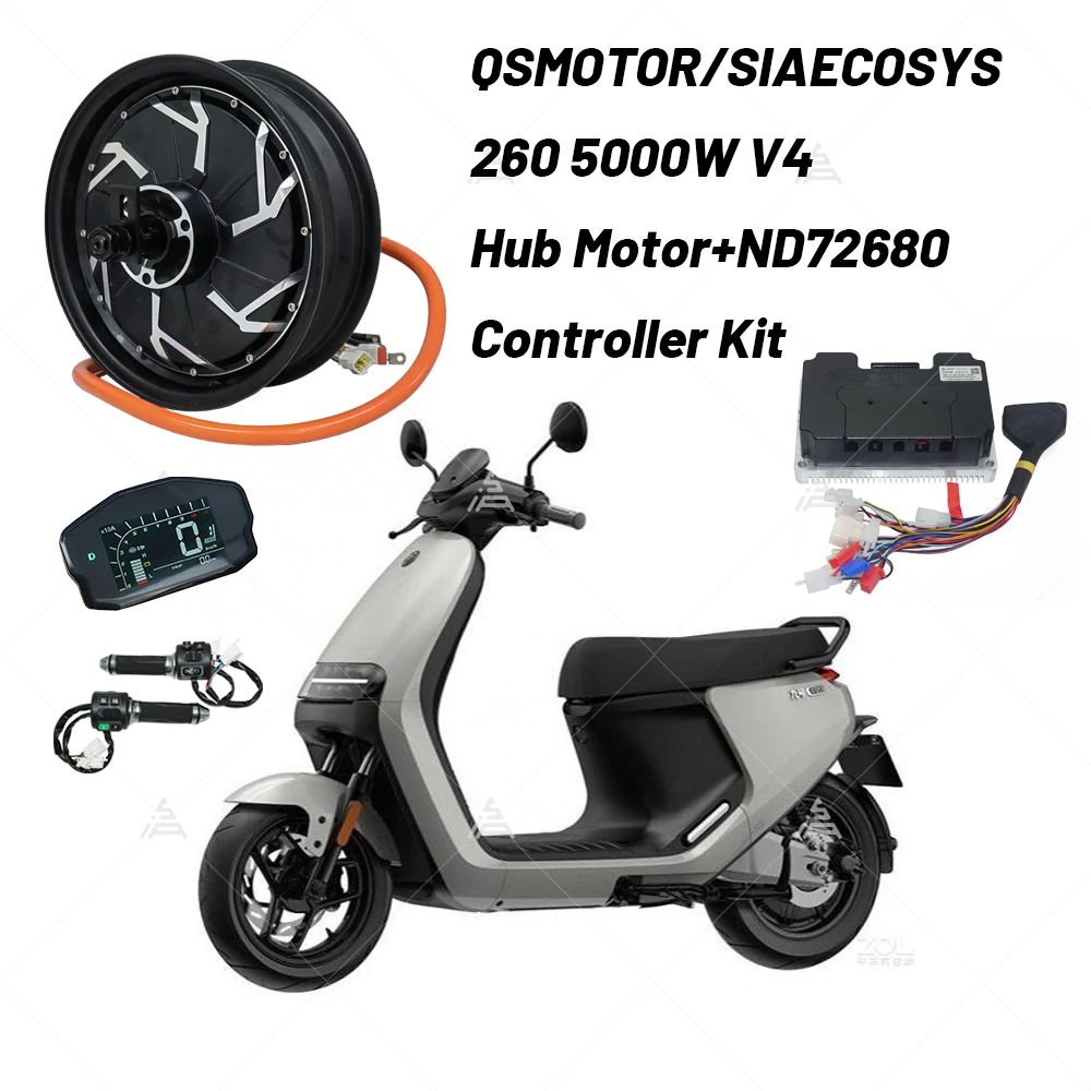 Moteur QS airies avec contrôleur volontaire, kit de conversion pour moto électrique, 12x3.5 pouces, 5000W, V4, 48V, 100 km/h, 72V, 150 km/h, 72680