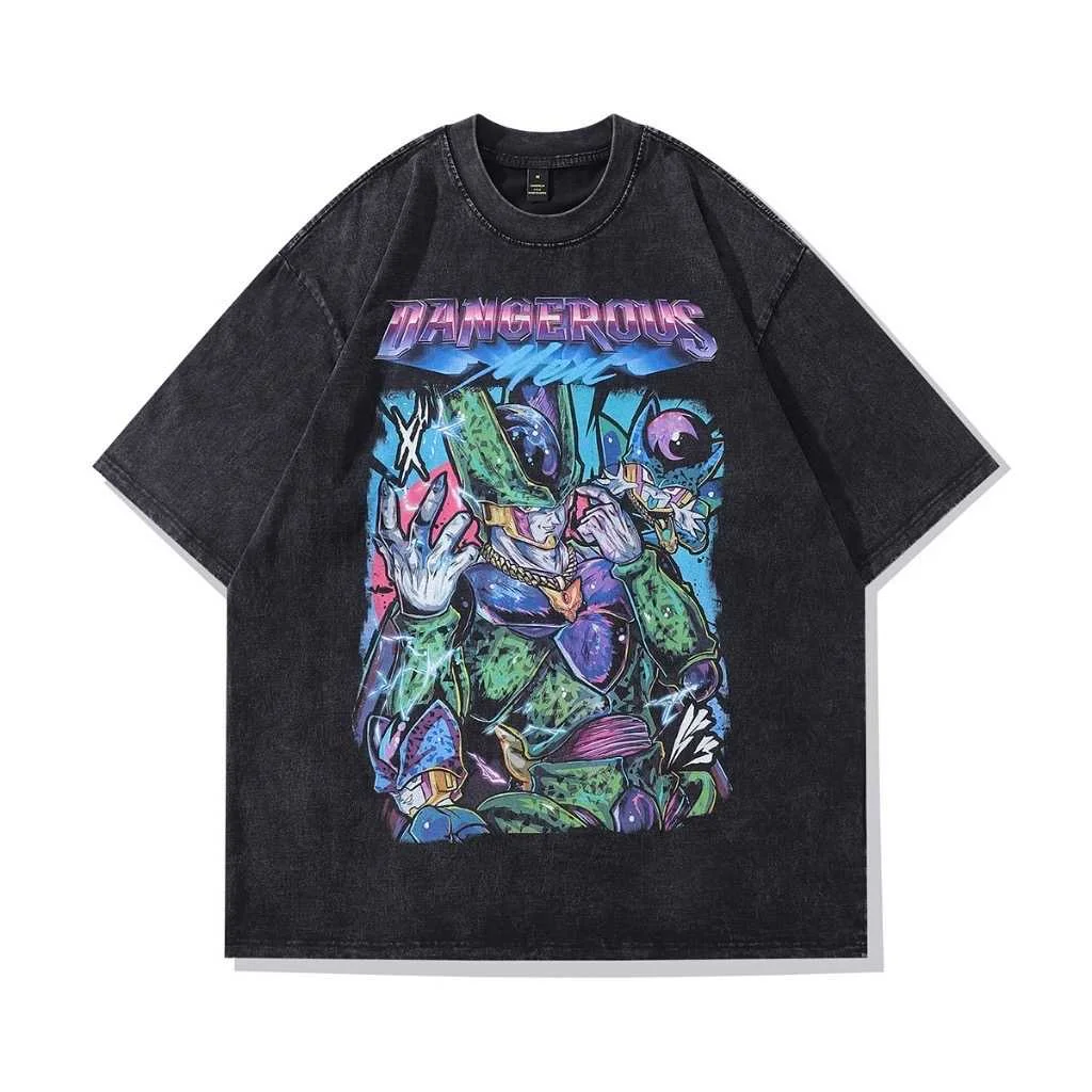 

Новая летняя футболка унисекс 2026 года с принтом Dragon Ball Cell, винтажная, с эффектом потертости, 100% хлопок, плотная, в уличном стиле, оверсайз, для мужчин