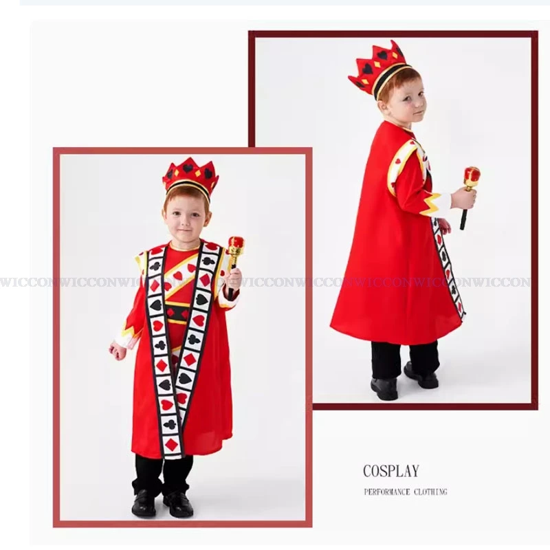 Halloween Fairy Tales Poker King Cosplay Costumes Children Kids Wonderland Clothes Cute Funny Party Role-playing Clothes Robe