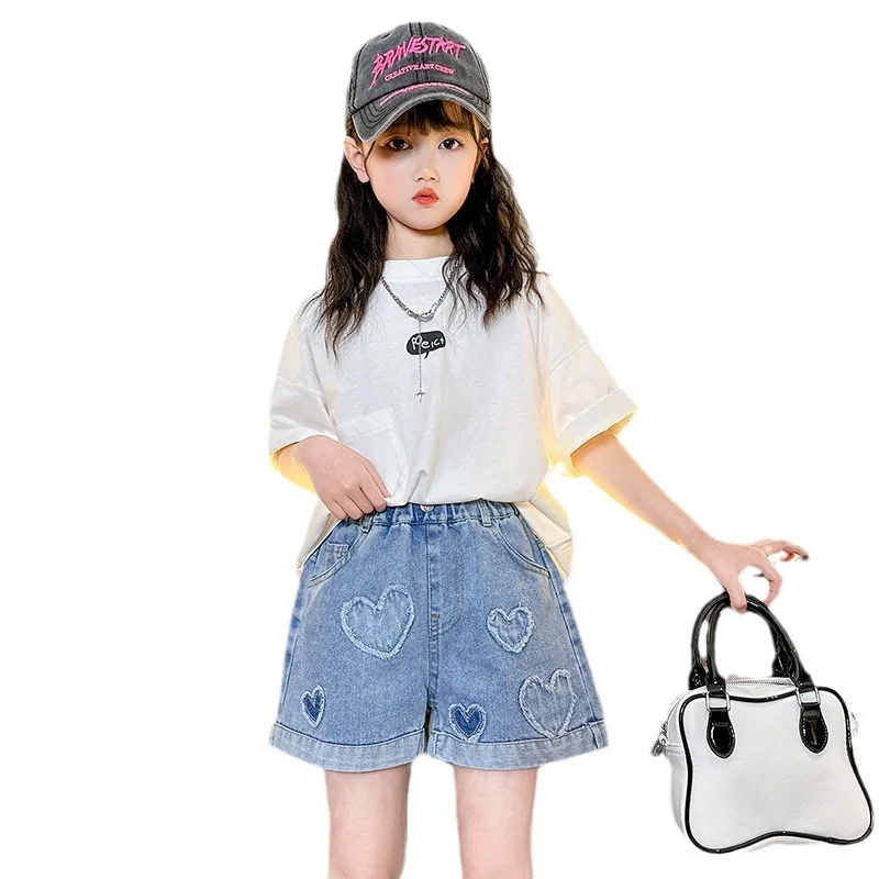 Teen Girls Denim Shorts New Summer Clothes New Arrivals Children\'s High Waist Fashion Turnup Shorts 5 7 9 11 12 13 14Years Old