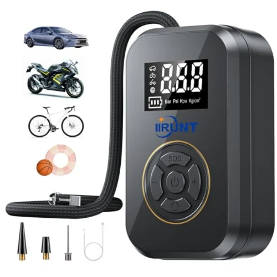 

Air Compressor Portable Bicycle Pump Car Tire Inflator with LED Light 4000mAhand130 PSI Electric Bike Tire Pump with Pressure G