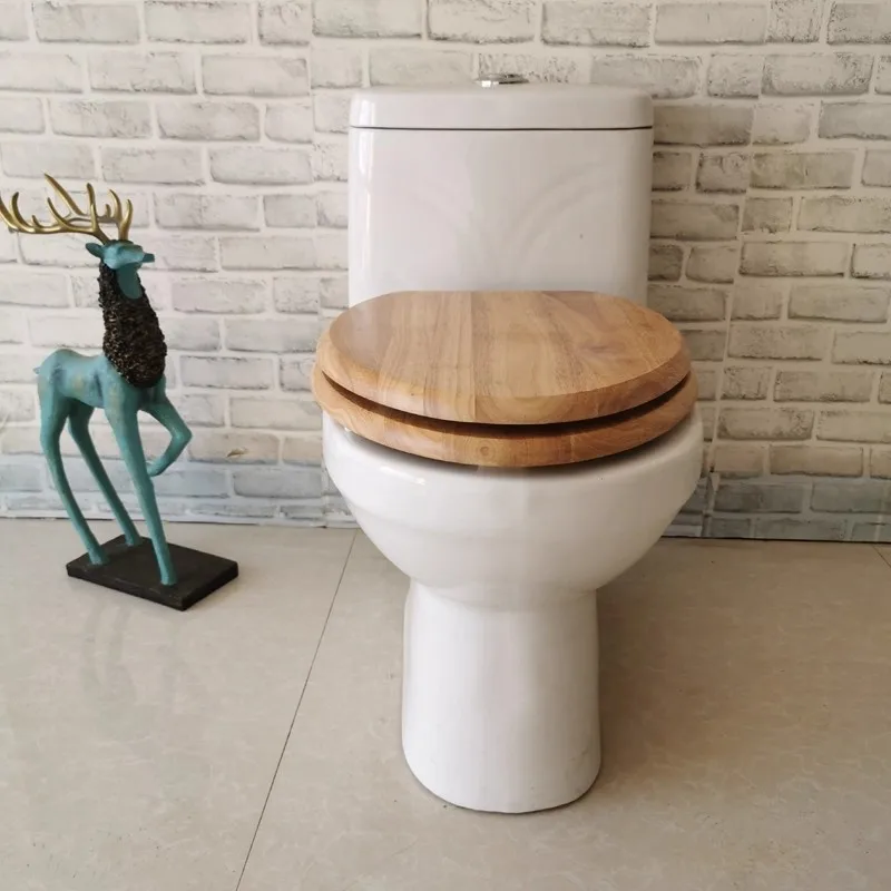 

Solid Wood Toilet Seat Cover Old-Style Toilets Replacements Cover with Stainless Steel Soft Close Quick Release Hinge